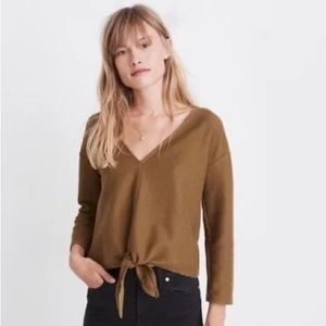 Olive Madewell Texture & Threads tie front top size M